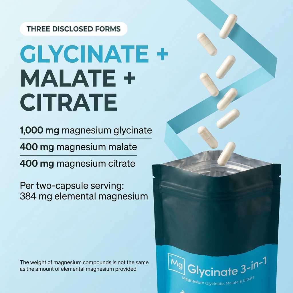 Nighttime Magnesium Capsules (Glycinate 3-in-1)